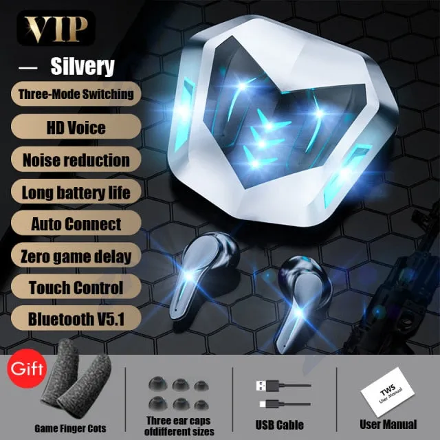 Gaming Headsets 65ms Low Latency TWS Bluetooth 5.1 Headphone Sports Waterproof Wireless Earphone Noise Cancelling Earbuds Gamer