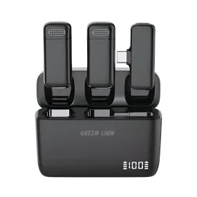 Green Lion Duo Cast GNDCTWMICTCBK Type-C 2.4GHz Dual Channel Wireless Microphone System - Black