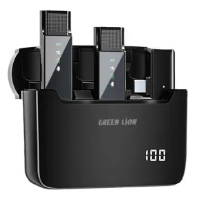 Green Lion GN2IN1DDMTCBK Type-C 2in1 Dual Channel Wireless Microphone System - Black