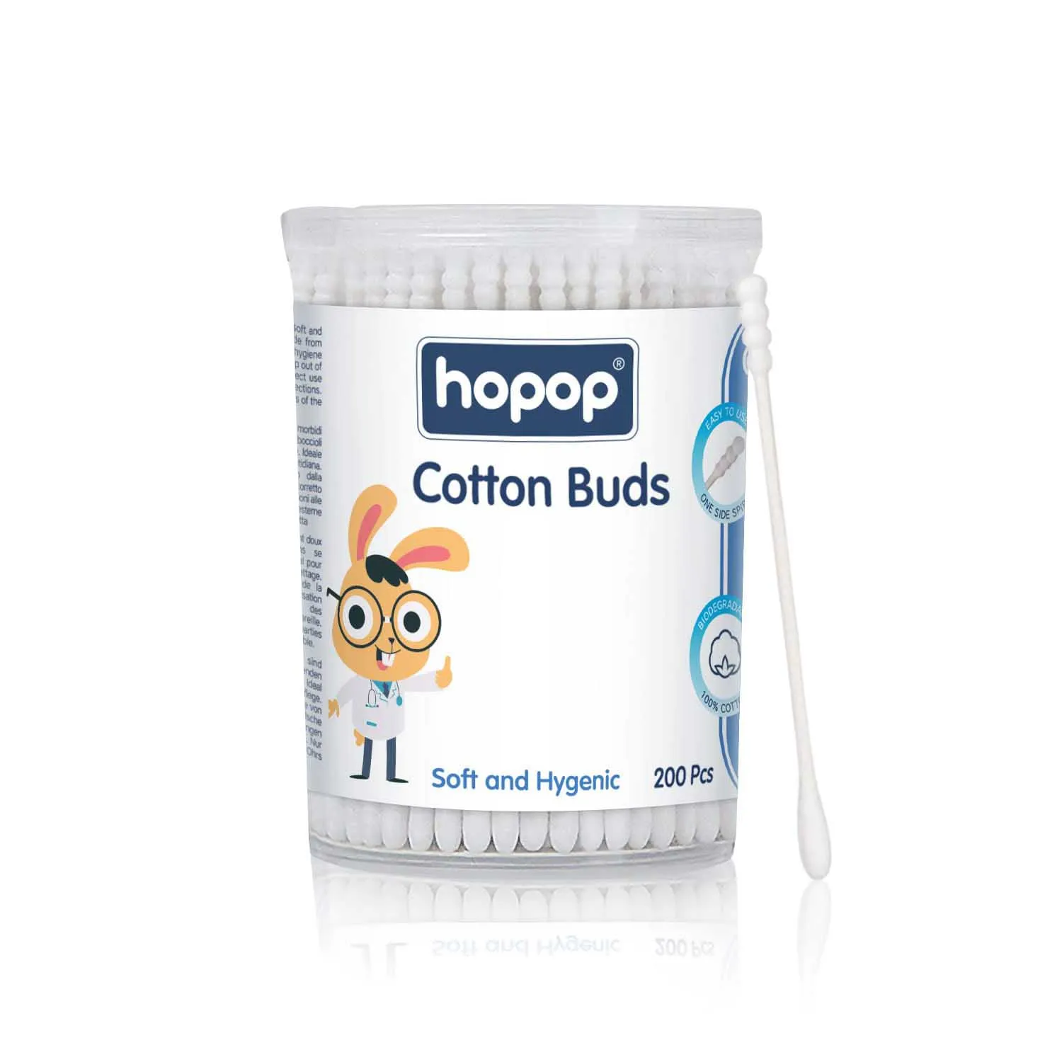 Hopop Soft Cotton Premium Earbuds For Babies - 200pcs