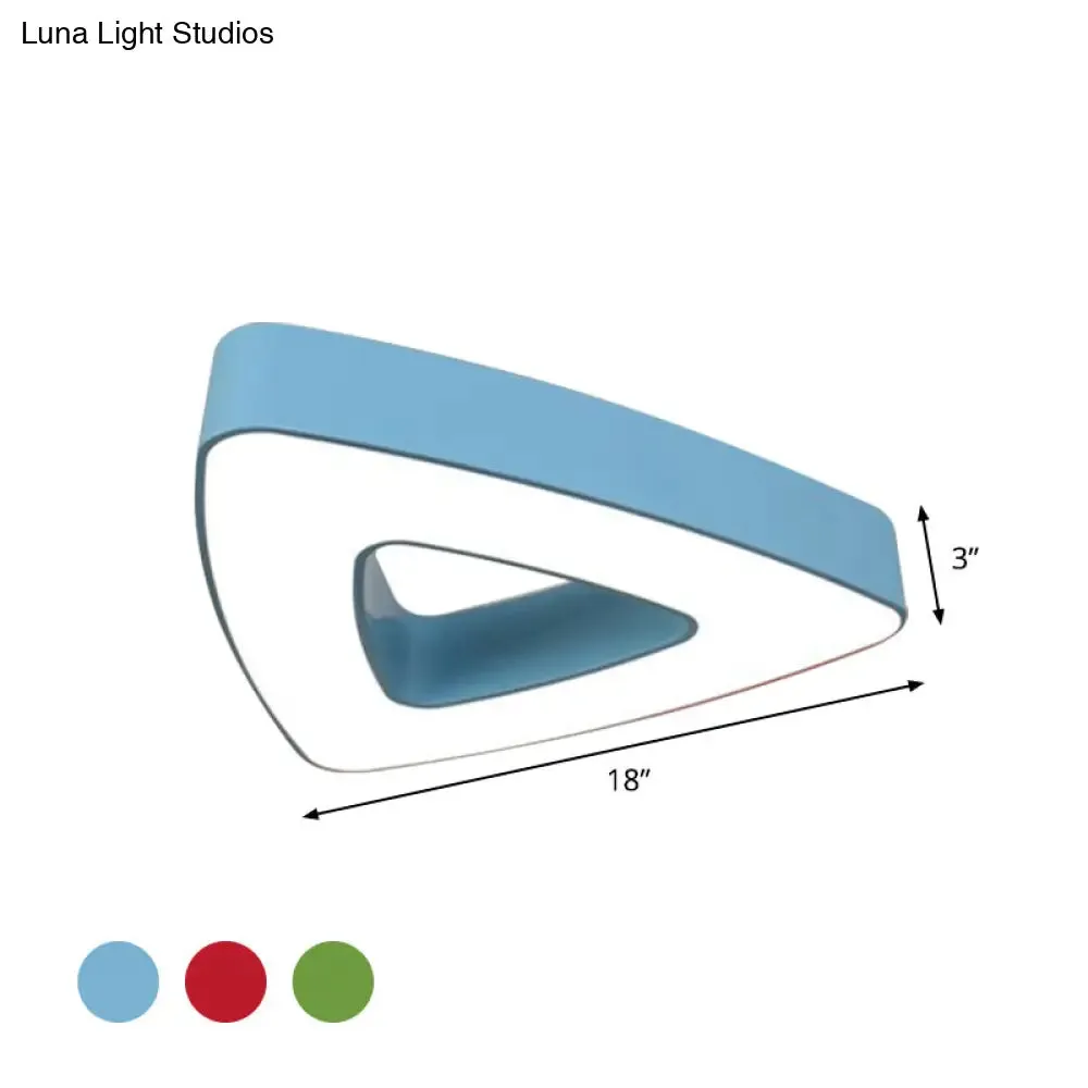 Kid's LED Acrylic Hollow Triangle Flushmount Ceiling Light in Red/Blue/Green – Warm/White Lighting