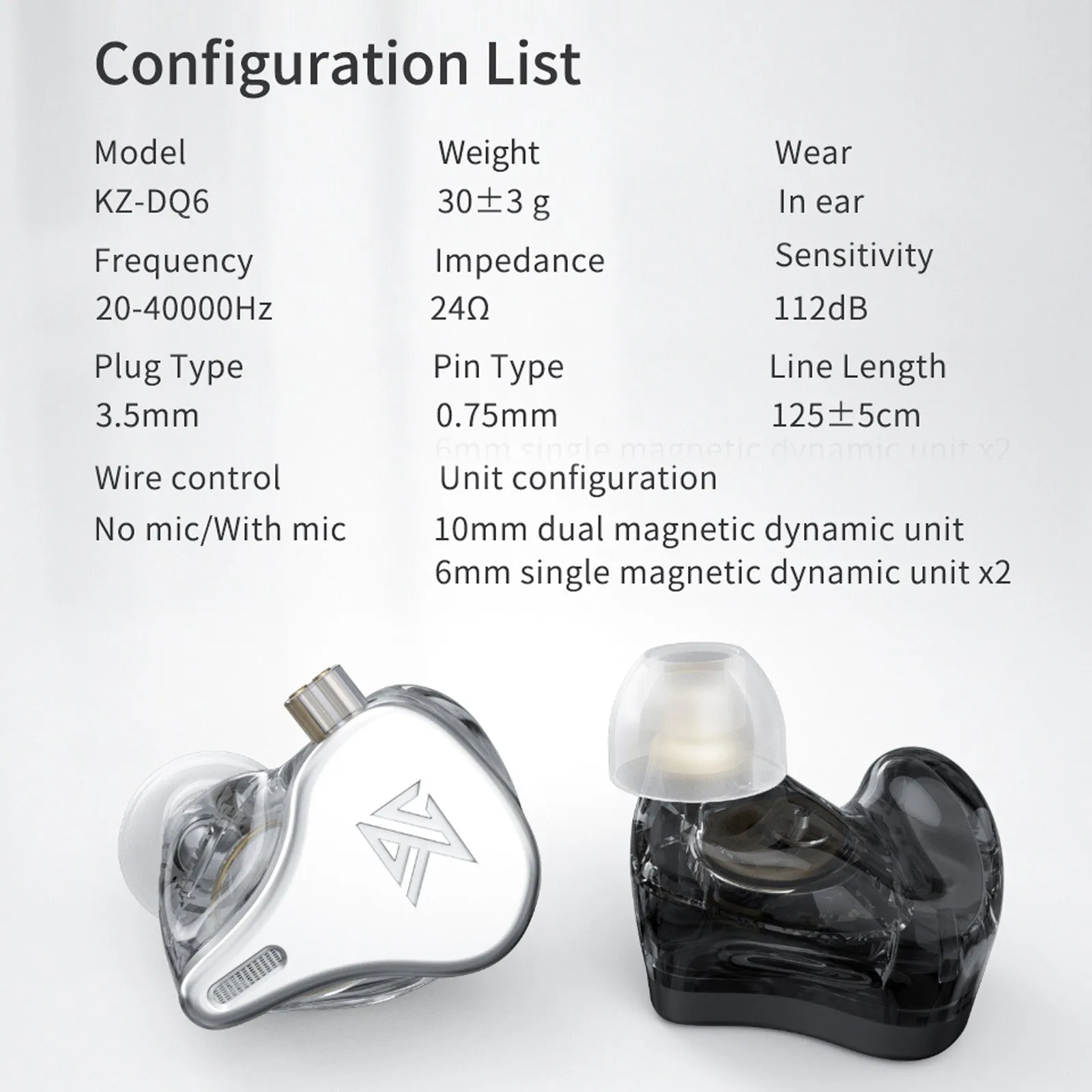 KZ DQ6 3.5mm Wired In-ear Headphones