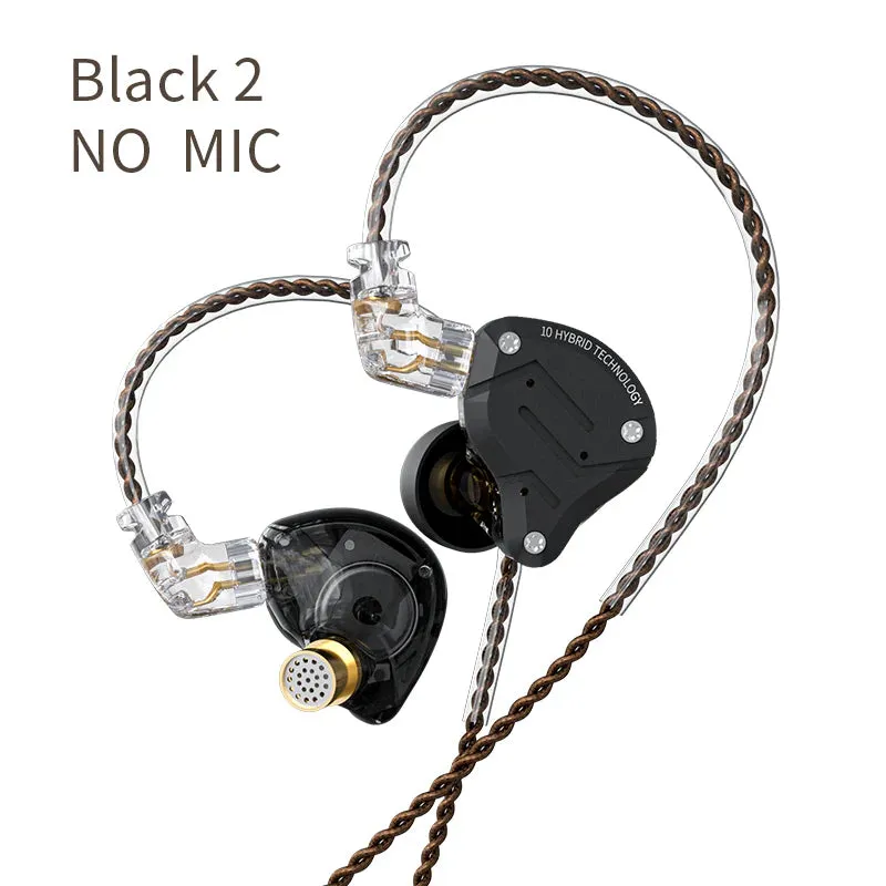 KZ ZS10 Pro Gold Earphones 4BA 1DD Hybrid 10 drivers HIFI Bass Earbuds In Ear Monitor Headphones Noise Cancelling Metal Headset