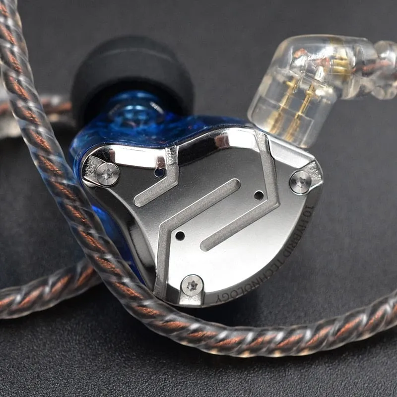 KZ ZS10 Pro Gold Earphones: Hybrid 10 Drivers HIFI Bass Earbuds for Exceptional Sound Experience