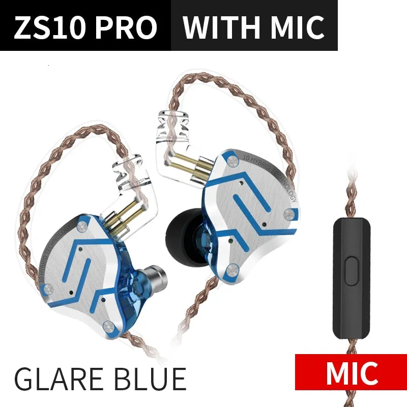 KZ ZS10 Pro Metal Headset 4BA 1DD Hybrid 10 drivers HIFI Bass Earbuds In Ear Monitor Headphones