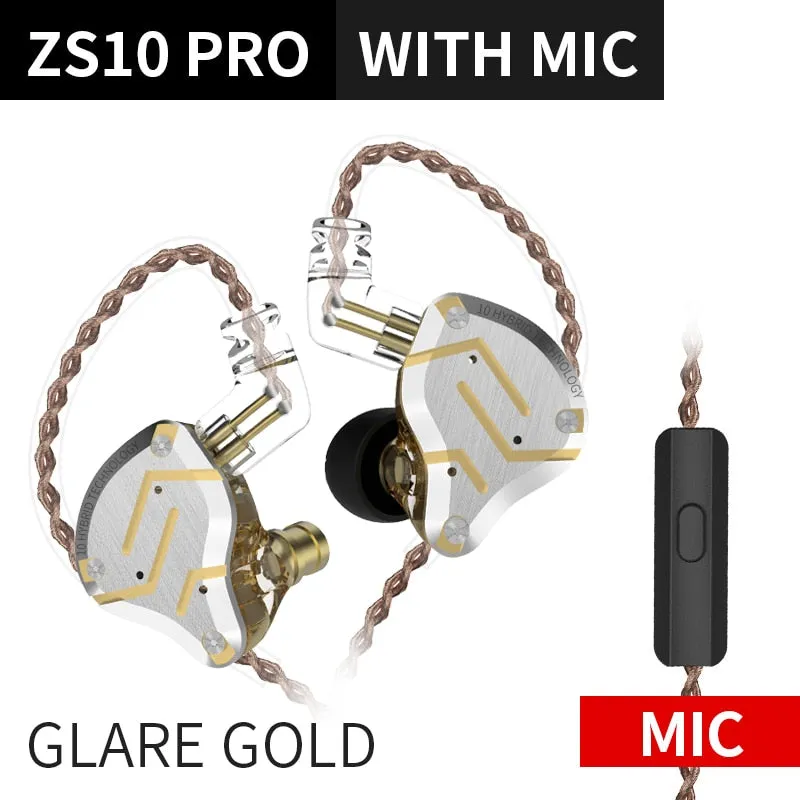KZ ZS10 Pro Metal Headset 4BA 1DD Hybrid 10 drivers HIFI Bass Earbuds In Ear Monitor Headphones