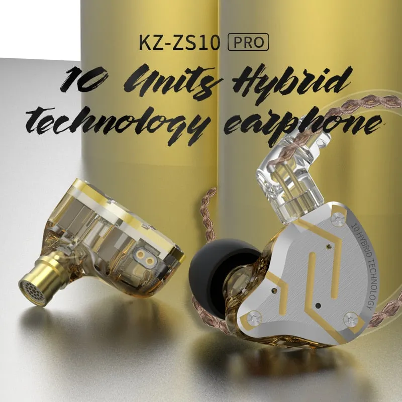 KZ ZS10 Pro Metal Headset 4BA 1DD Hybrid 10 drivers HIFI Bass Earbuds In Ear Monitor Headphones