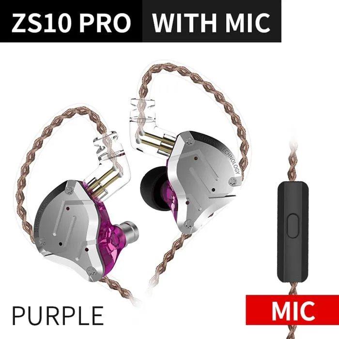 KZ ZS10 Pro Metal Headset 4BA 1DD Hybrid 10 drivers HIFI Bass Earbuds In Ear Monitor Headphones