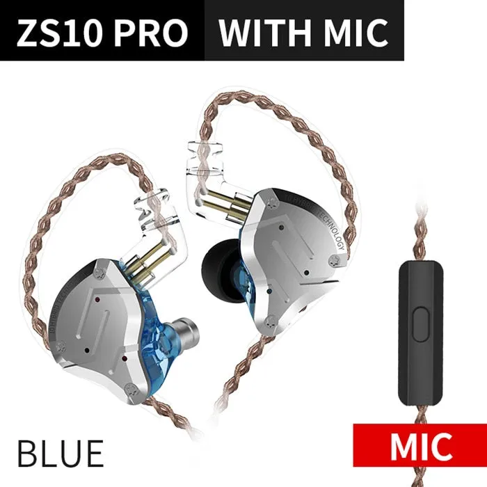 KZ ZS10 Pro Metal Headset 4BA 1DD Hybrid 10 drivers HIFI Bass Earbuds In Ear Monitor Headphones
