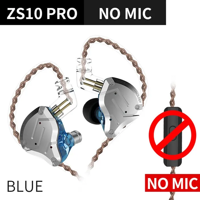 KZ ZS10 Pro Metal Headset 4BA 1DD Hybrid 10 drivers HIFI Bass Earbuds In Ear Monitor Headphones