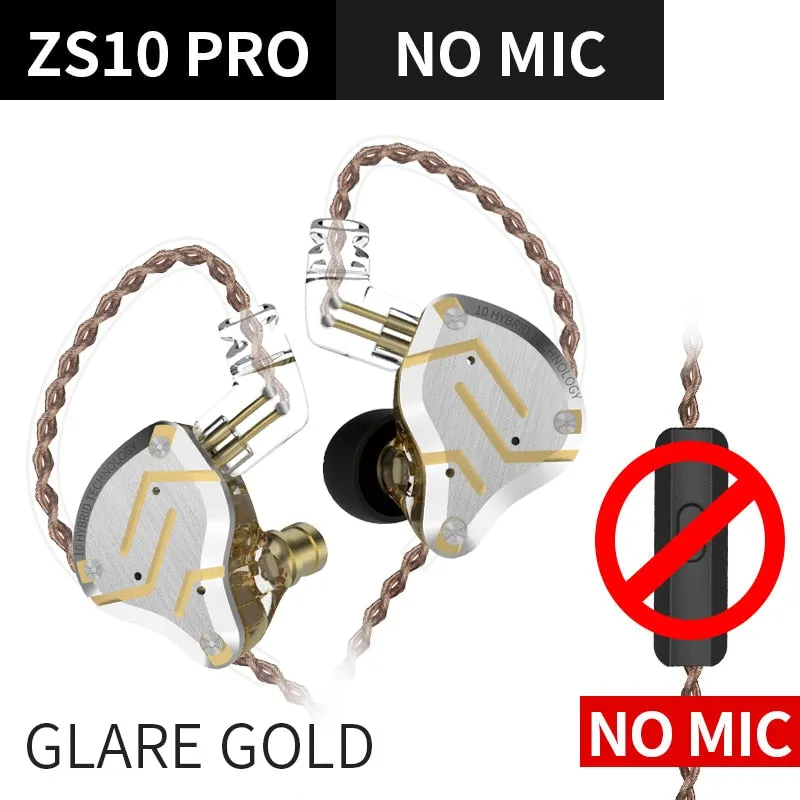 KZ ZS10 Pro Metal Headset 4BA 1DD Hybrid 10 drivers HIFI Bass Earbuds In Ear Monitor Headphones