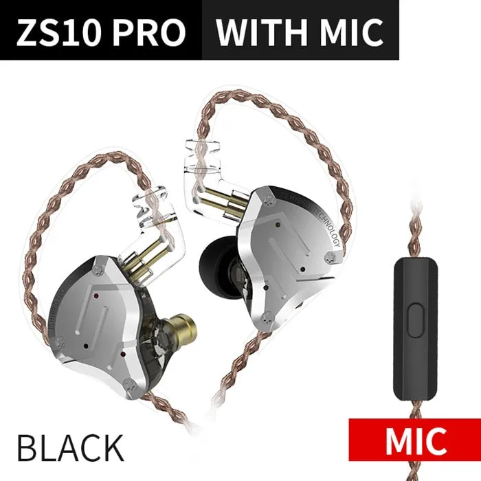 KZ ZS10 Pro Metal Headset 4BA 1DD Hybrid 10 drivers HIFI Bass Earbuds In Ear Monitor Headphones