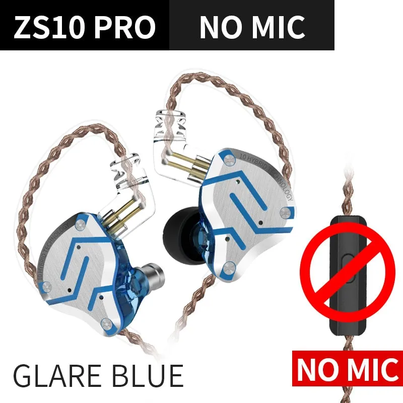 KZ ZS10 Pro Metal Headset 4BA 1DD Hybrid 10 drivers HIFI Bass Earbuds In Ear Monitor Headphones