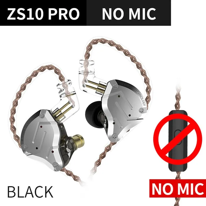KZ ZS10 Pro Metal Headset 4BA 1DD Hybrid 10 drivers HIFI Bass Earbuds In Ear Monitor Headphones