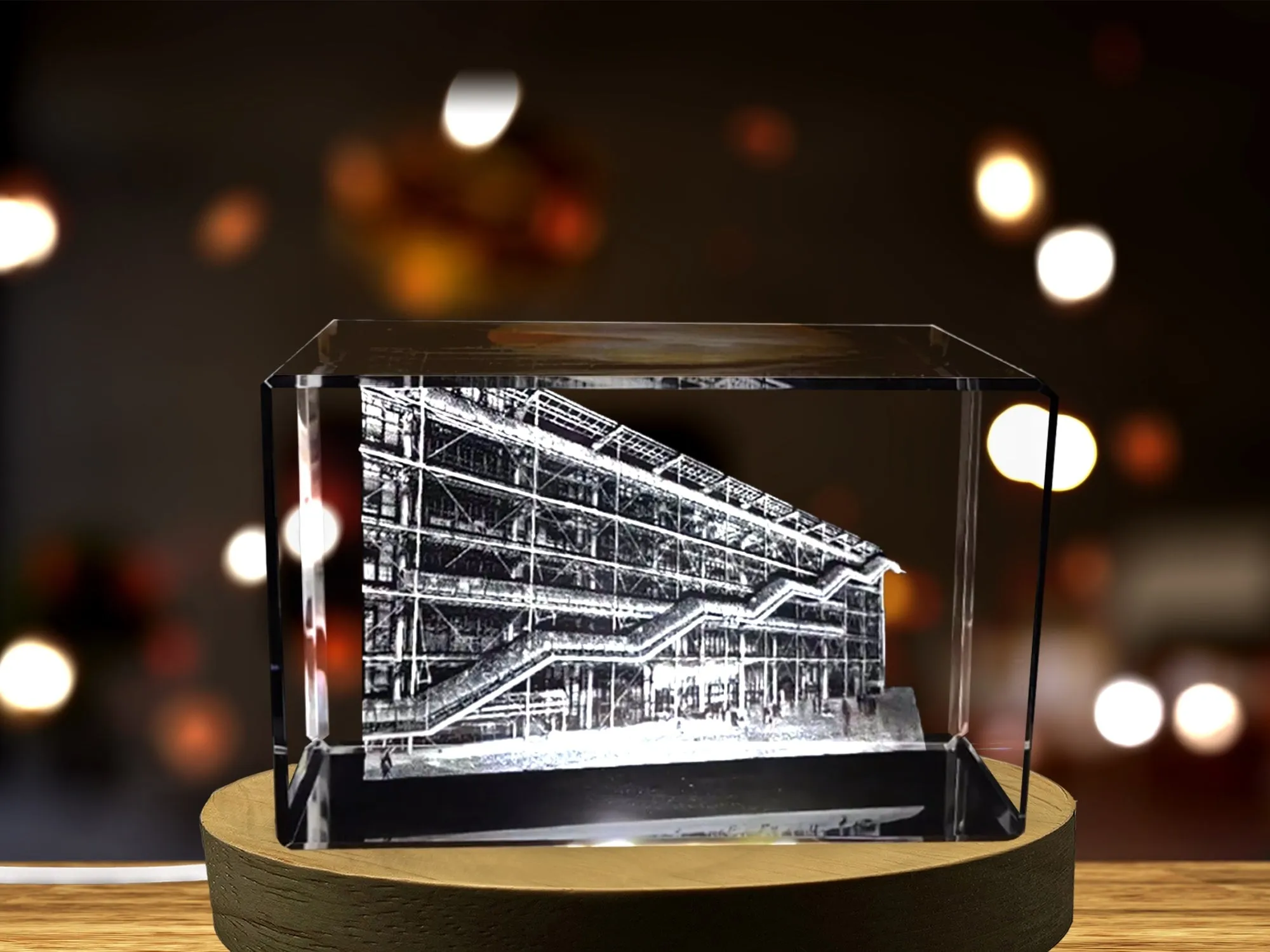 Le Centre Pompidou 3D Engraved Crystal Keepsake Souvenir