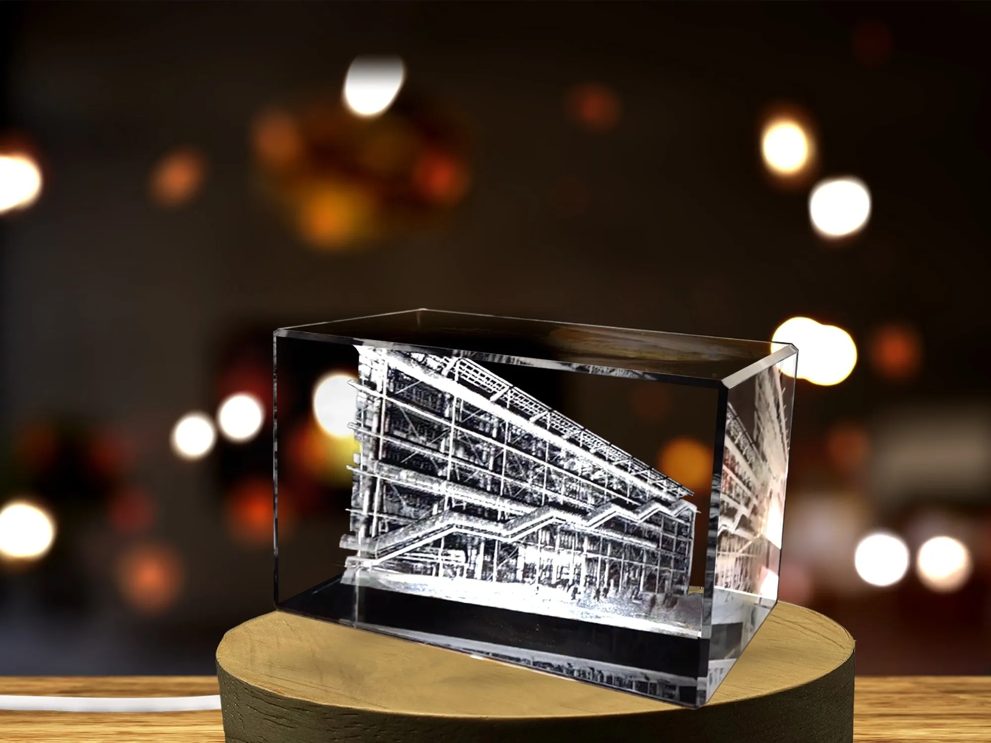 Le Centre Pompidou 3D Engraved Crystal Keepsake Souvenir