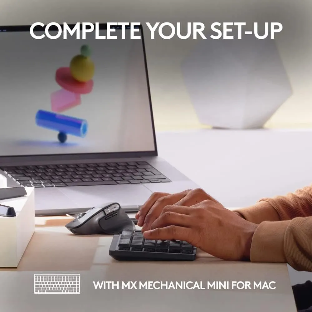 Logitech MX Master 3S for Mac - Wireless Bluetooth Mouse, Ultra-Fast Scrolling, 8K DPI, Quiet Clicks, Track on Glass, Customizable, USB-C, Space Grey