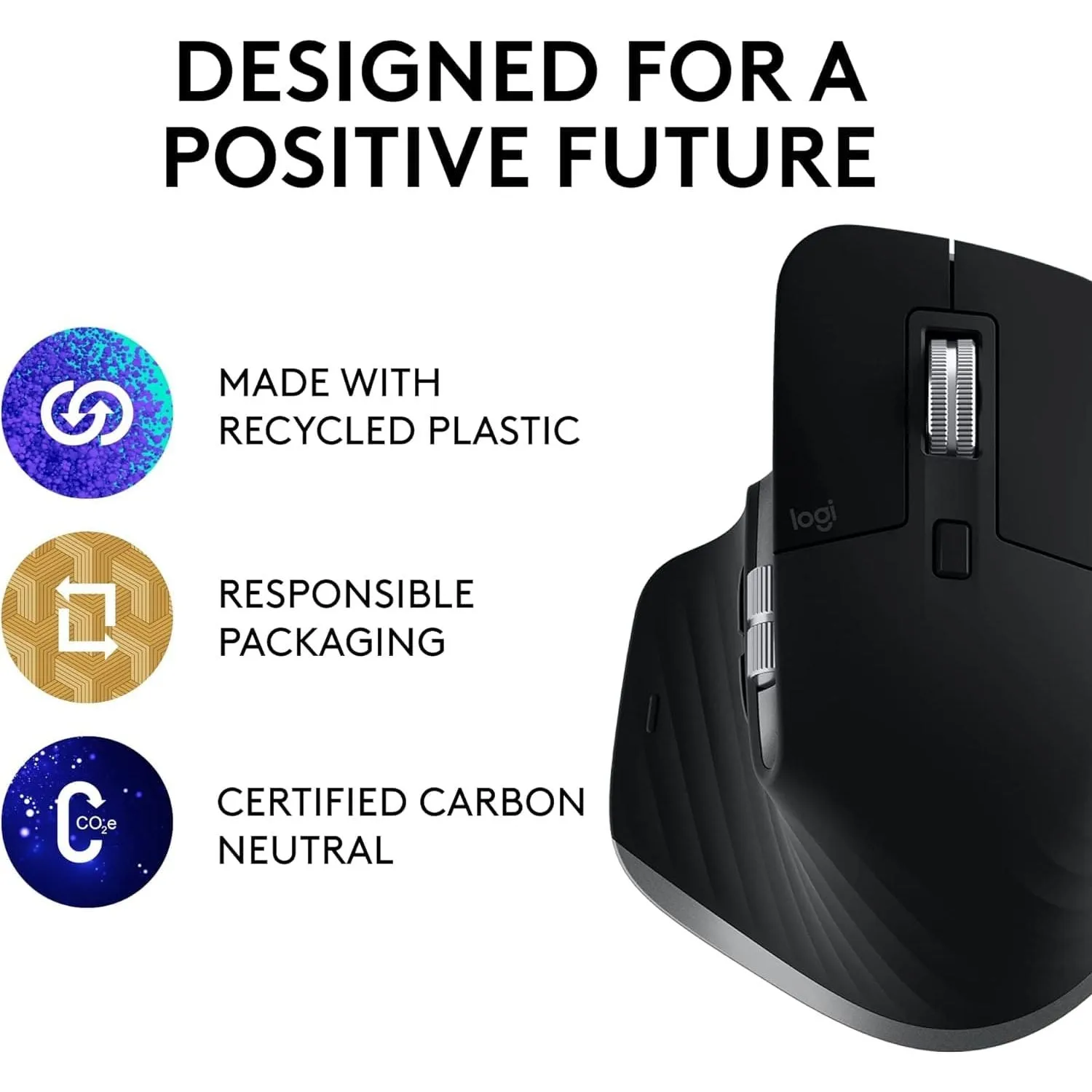 Logitech MX Master 3S for Mac - Wireless Bluetooth Mouse, Ultra-Fast Scrolling, 8K DPI, Quiet Clicks, Track on Glass, Customizable, USB-C, Space Grey