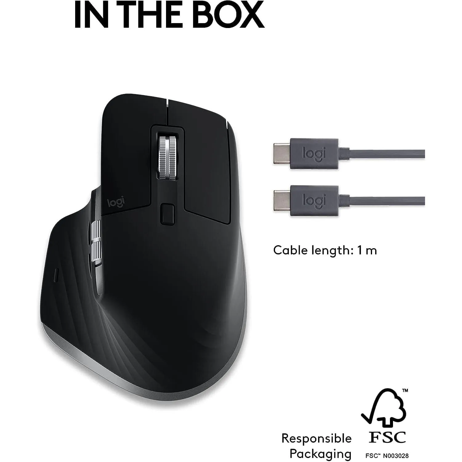 Logitech MX Master 3S for Mac - Wireless Bluetooth Mouse, Ultra-Fast Scrolling, 8K DPI, Quiet Clicks, Track on Glass, Customizable, USB-C, Space Grey