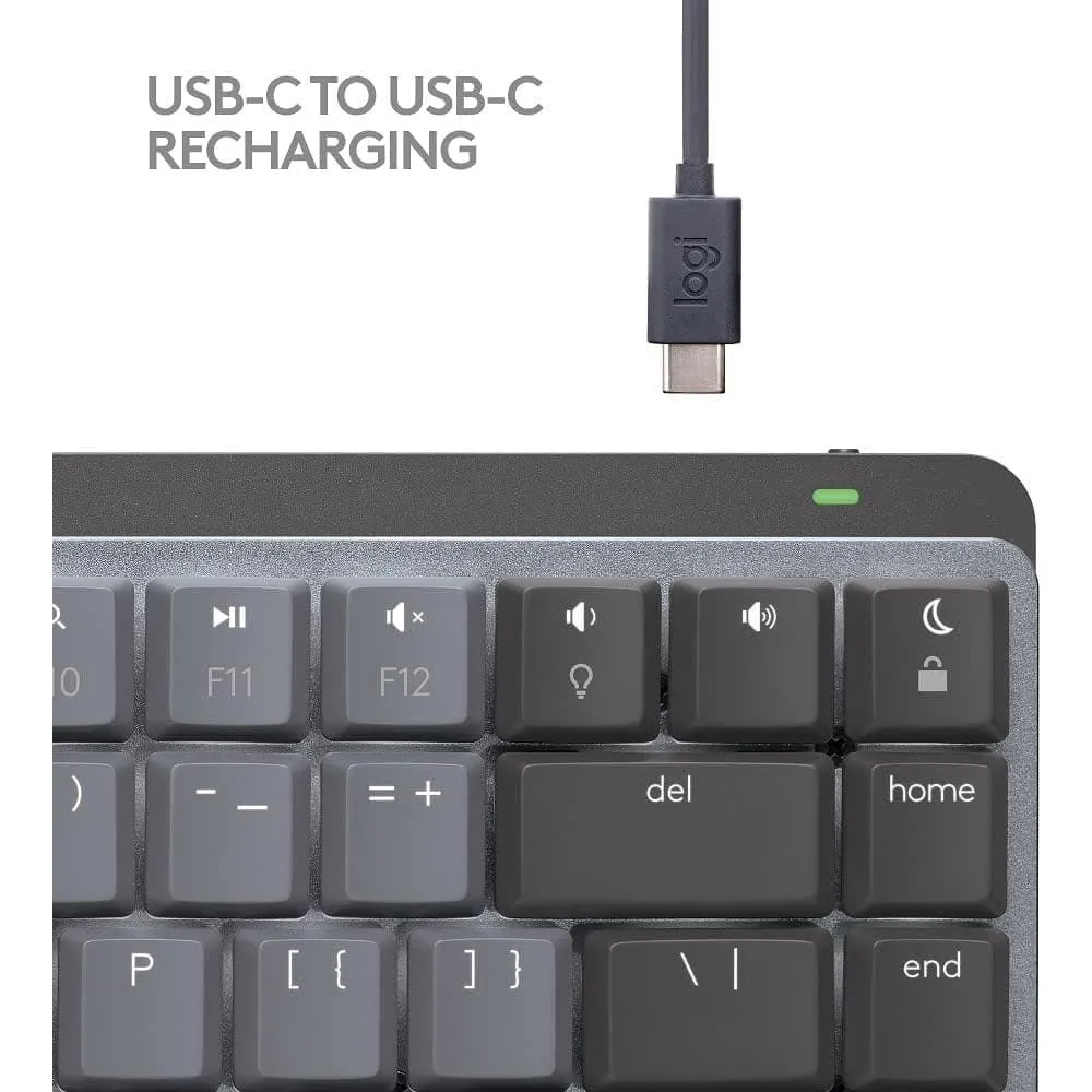 Logitech MX Mechanical Mini for Mac Wireless Keyboard - Low-Profile Performance Switches, Tactile Quiet Keys, Backlit, Bluetooth, USB-C, QWERTY UK English - Pale Grey