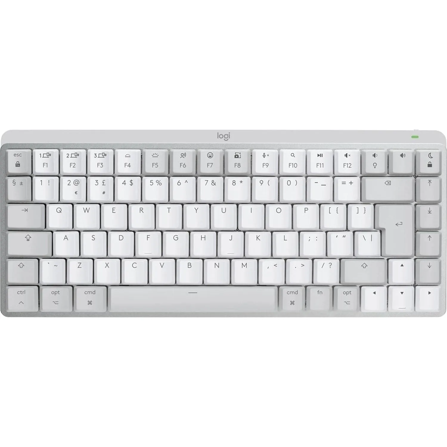 Logitech MX Mechanical Mini for Mac Wireless Keyboard - Low-Profile Performance Switches, Tactile Quiet Keys, Backlit, Bluetooth, USB-C, QWERTY UK English - Pale Grey