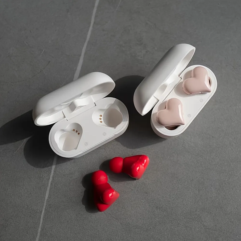 Love Your Workout: Wireless Heart-Shaped Earbuds with Voice-Activated Noise Cancellation for Laptop Compatibility