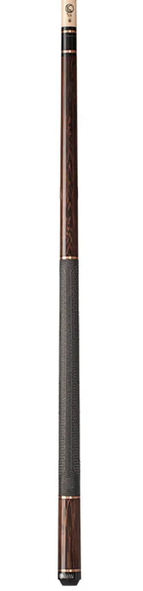 Lucasi Hybrid Exotic Black Palm with Hybrid 3mm Rose Gold Rings and Fusion G5 Sport Grip Wrap Pool Cue
