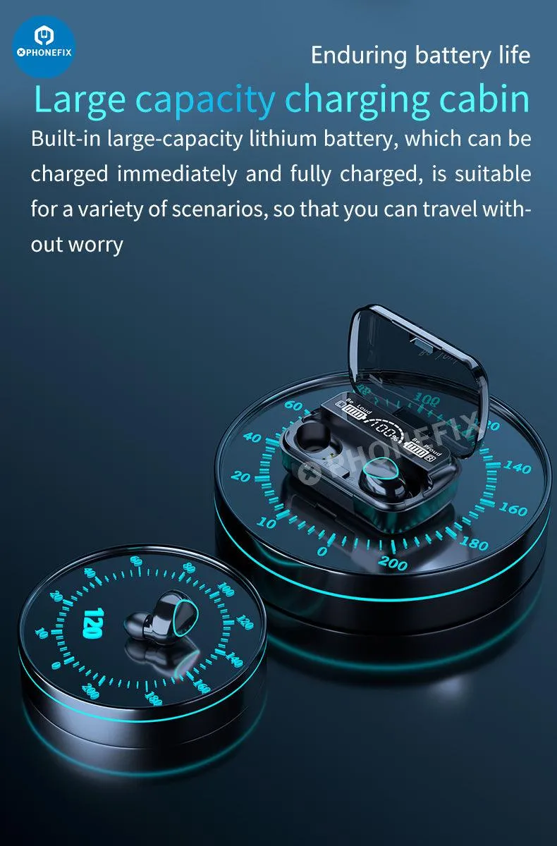 M10 TWS LED Bluetooth Waterproof Earphones 9D Wireless Earbuds