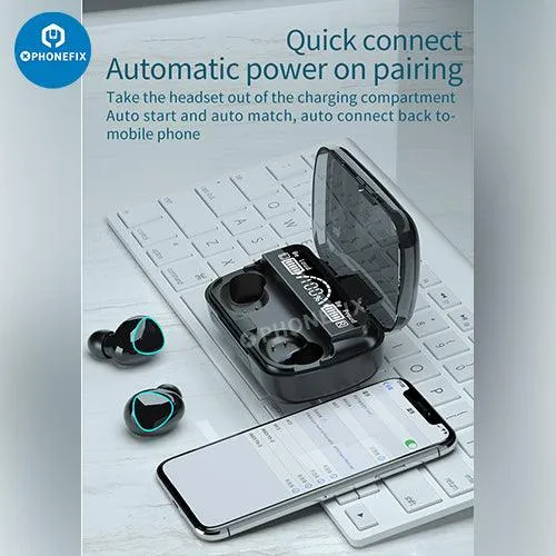 M10 TWS LED Bluetooth Waterproof Earphones 9D Wireless Earbuds