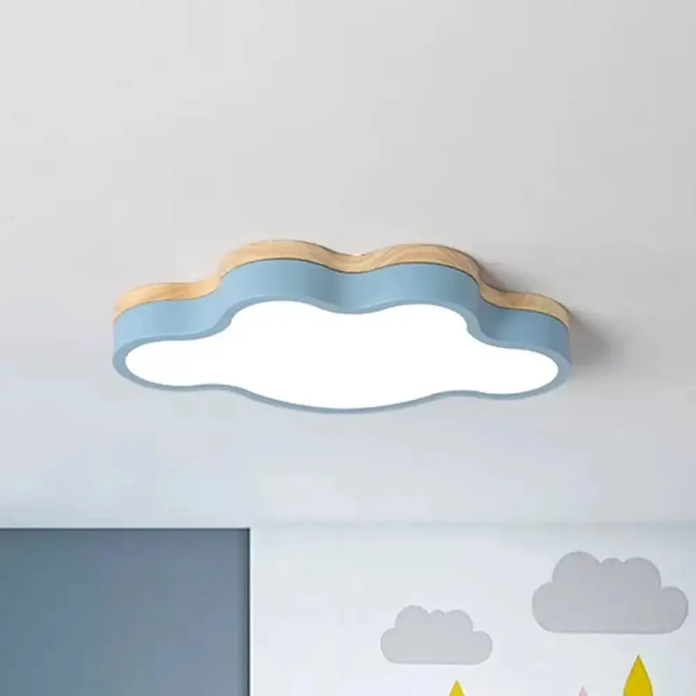 Macaron Loft LED Ceiling Lamp: Acrylic Cloud Shape Flush Light for Kid's Bedroom