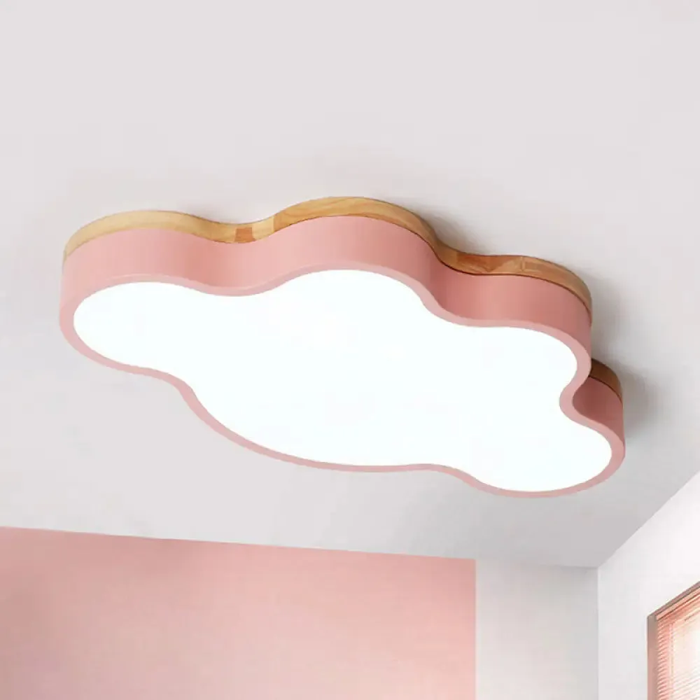 Macaron Loft LED Ceiling Lamp: Acrylic Cloud Shape Flush Light for Kid's Bedroom