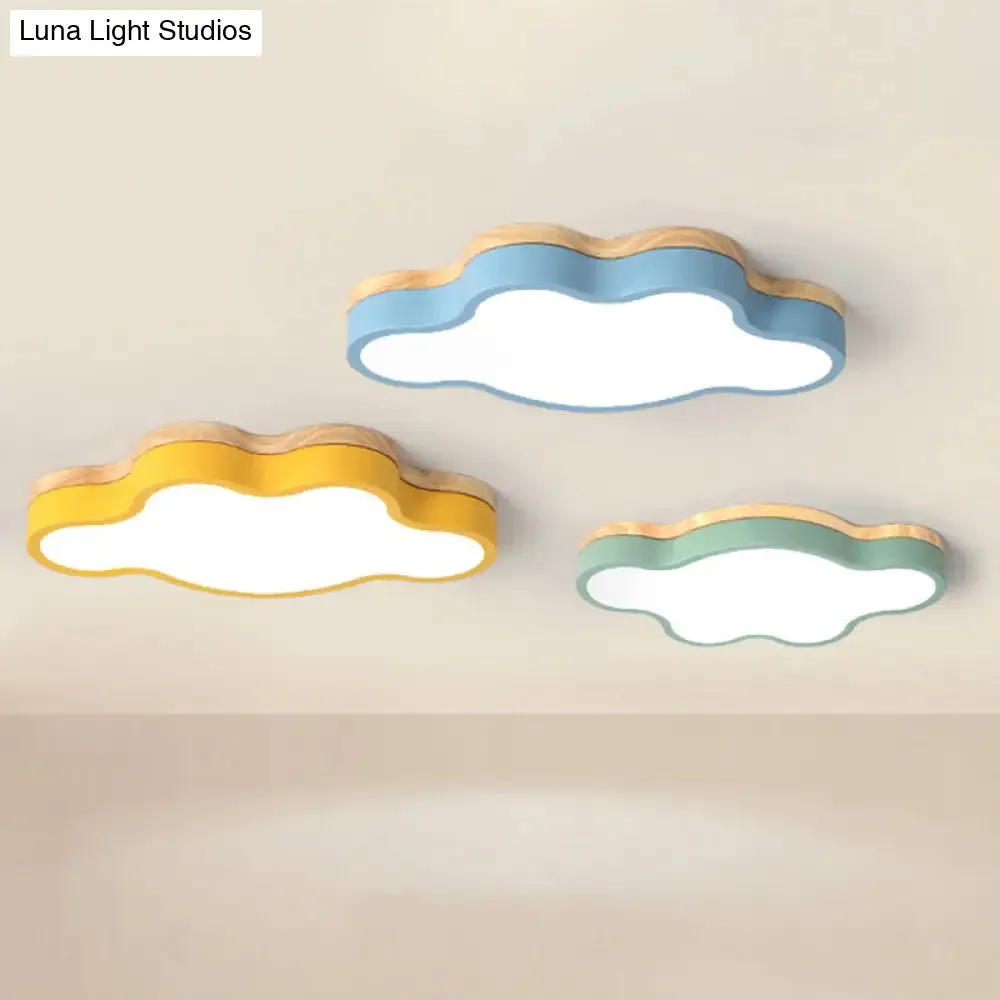 Macaron Loft LED Ceiling Lamp: Acrylic Cloud Shape Flush Light for Kid's Bedroom
