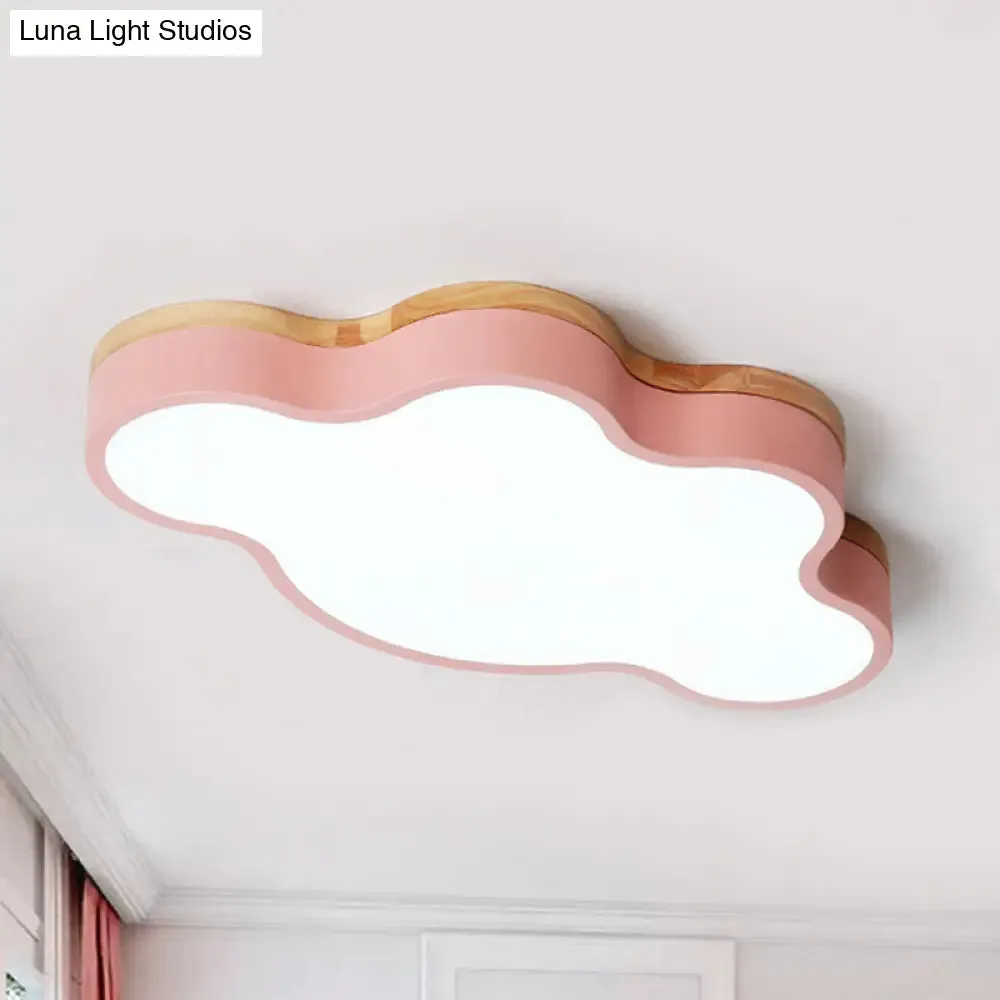 Macaron Loft LED Ceiling Lamp: Acrylic Cloud Shape Flush Light for Kid's Bedroom
