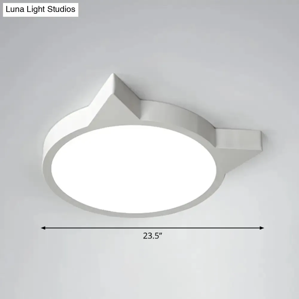 Minimalist Kitty LED Flushmount Ceiling Light for Kids' Bedroom - Acrylic Flush Mount