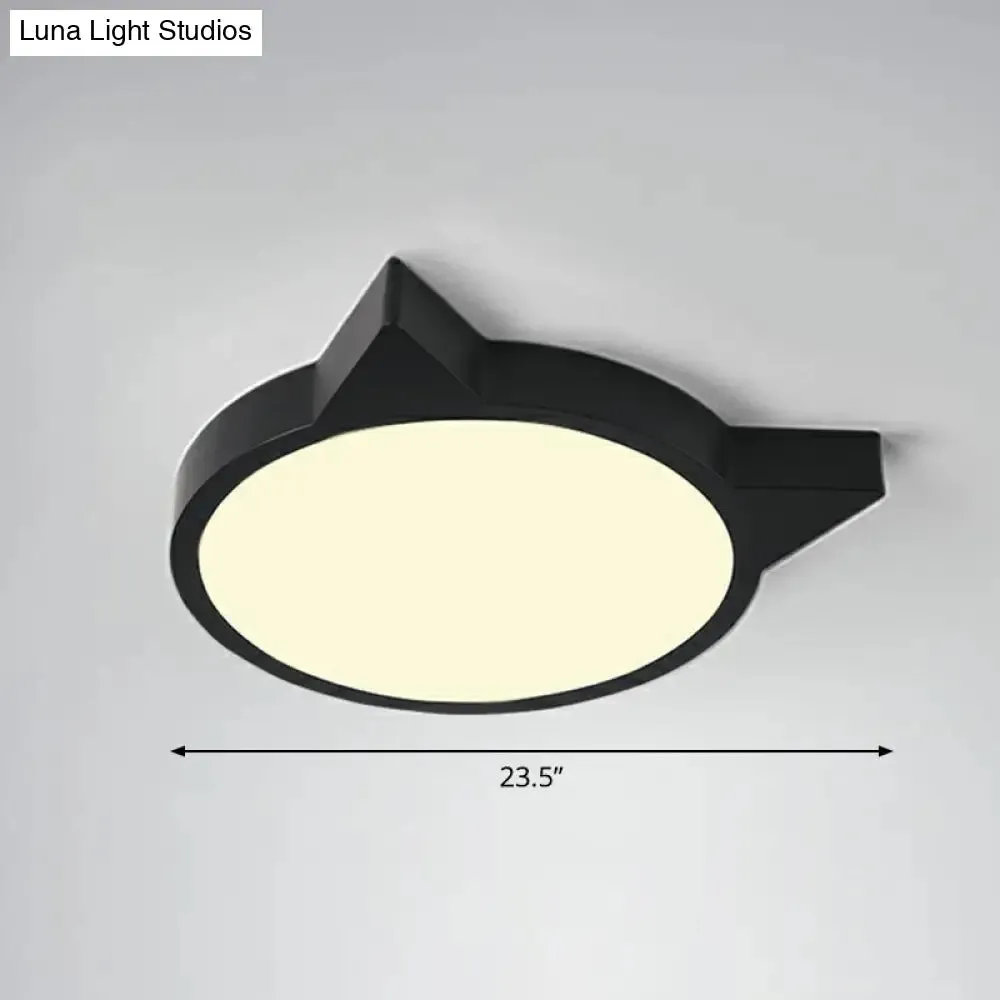 Minimalist Kitty LED Flushmount Ceiling Light for Kids' Bedroom - Acrylic Flush Mount