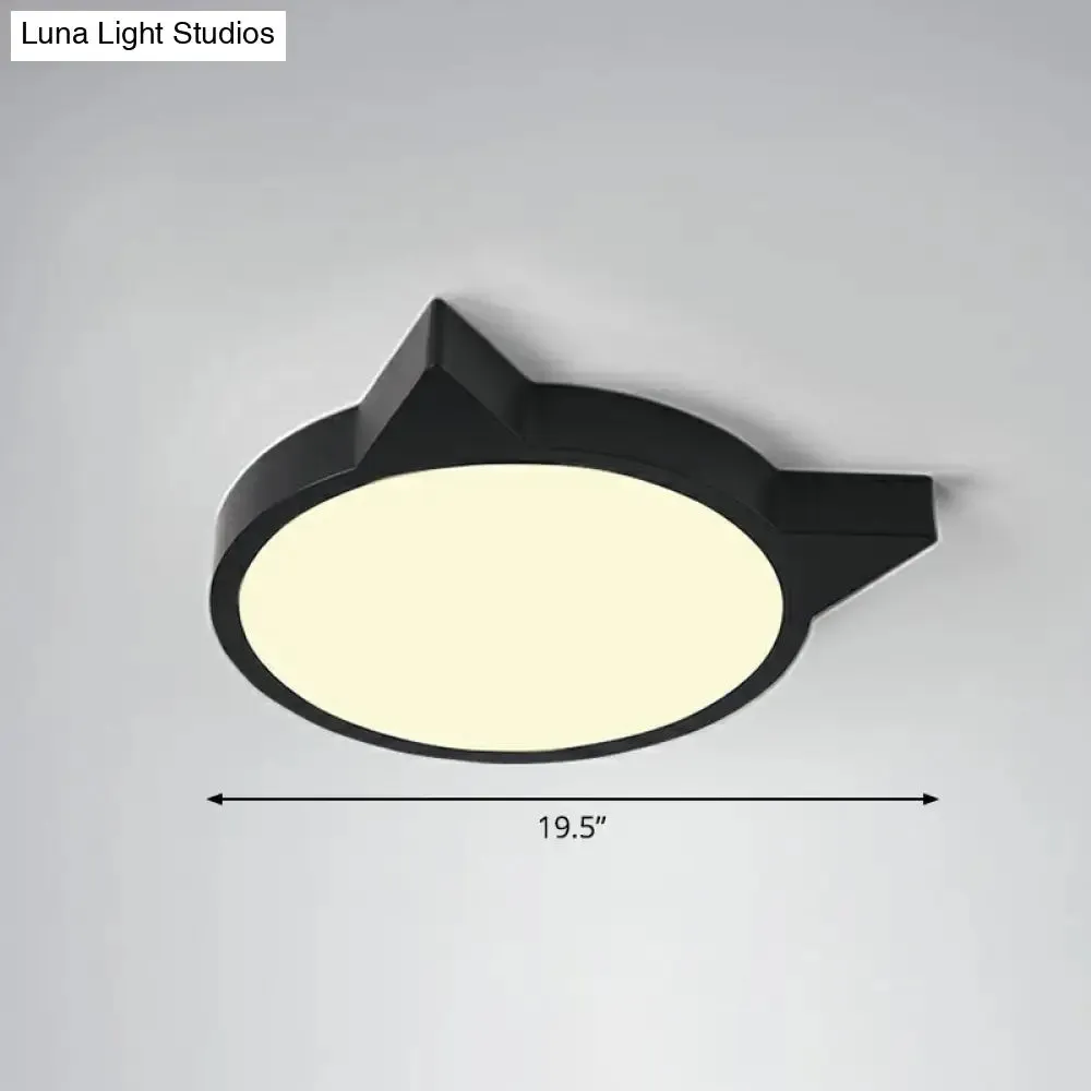 Minimalist Kitty LED Flushmount Ceiling Light for Kids' Bedroom - Acrylic Flush Mount
