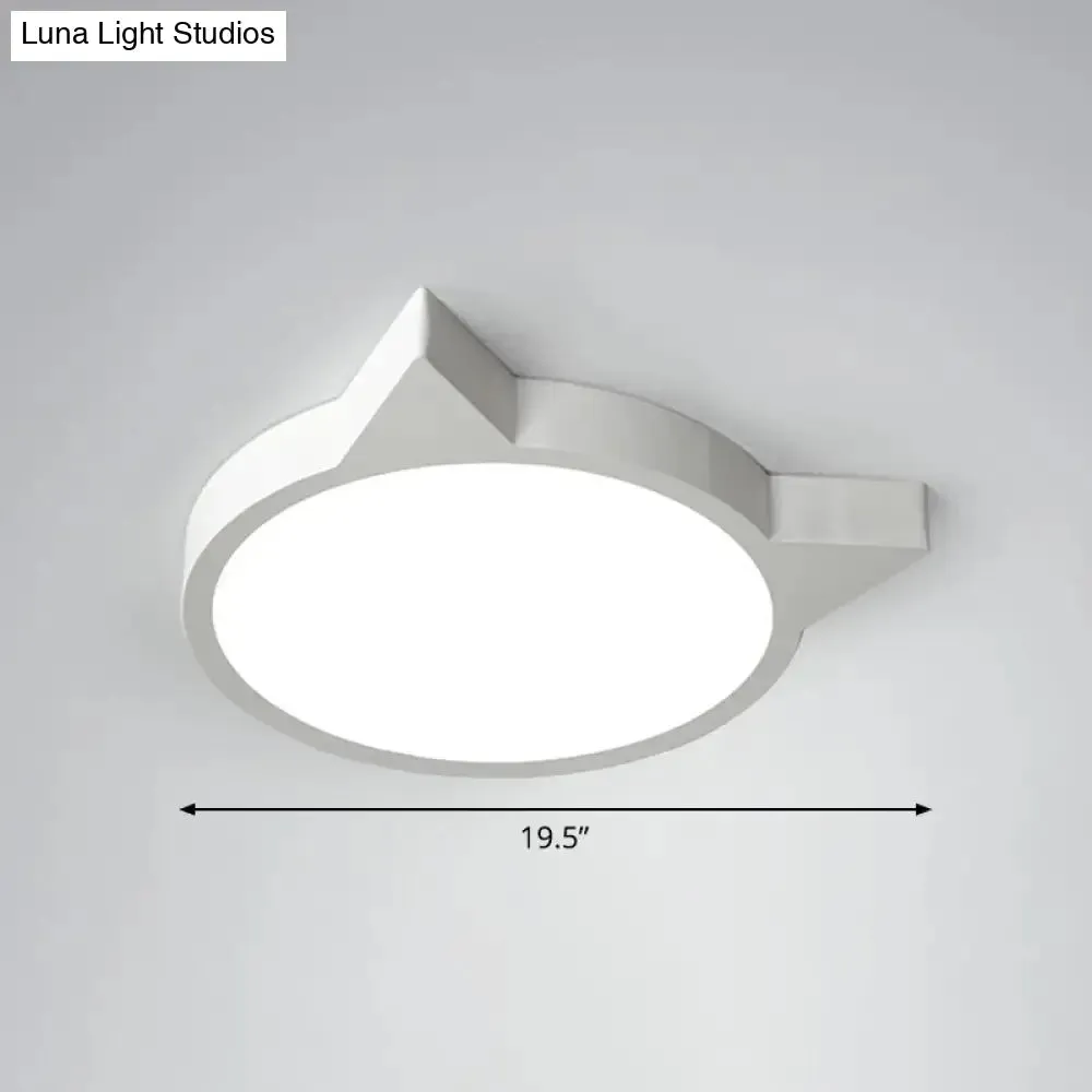 Minimalist Kitty LED Flushmount Ceiling Light for Kids' Bedroom - Acrylic Flush Mount