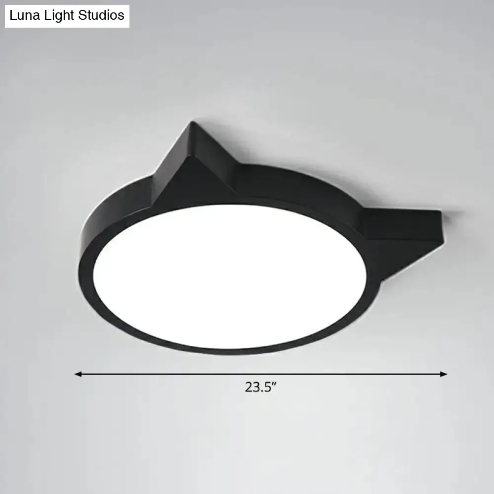 Minimalist Kitty LED Flushmount Ceiling Light for Kids' Bedroom - Acrylic Flush Mount