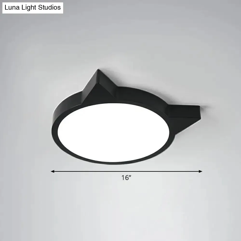 Minimalist Kitty LED Flushmount Ceiling Light for Kids' Bedroom - Acrylic Flush Mount