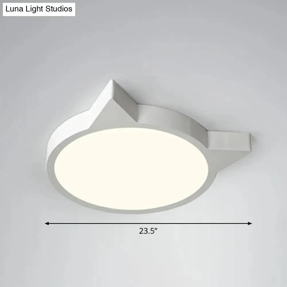 Minimalist Kitty LED Flushmount Ceiling Light for Kids' Bedroom - Acrylic Flush Mount