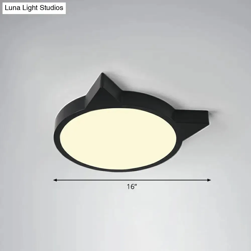 Minimalist Kitty LED Flushmount Ceiling Light for Kids' Bedroom - Acrylic Flush Mount