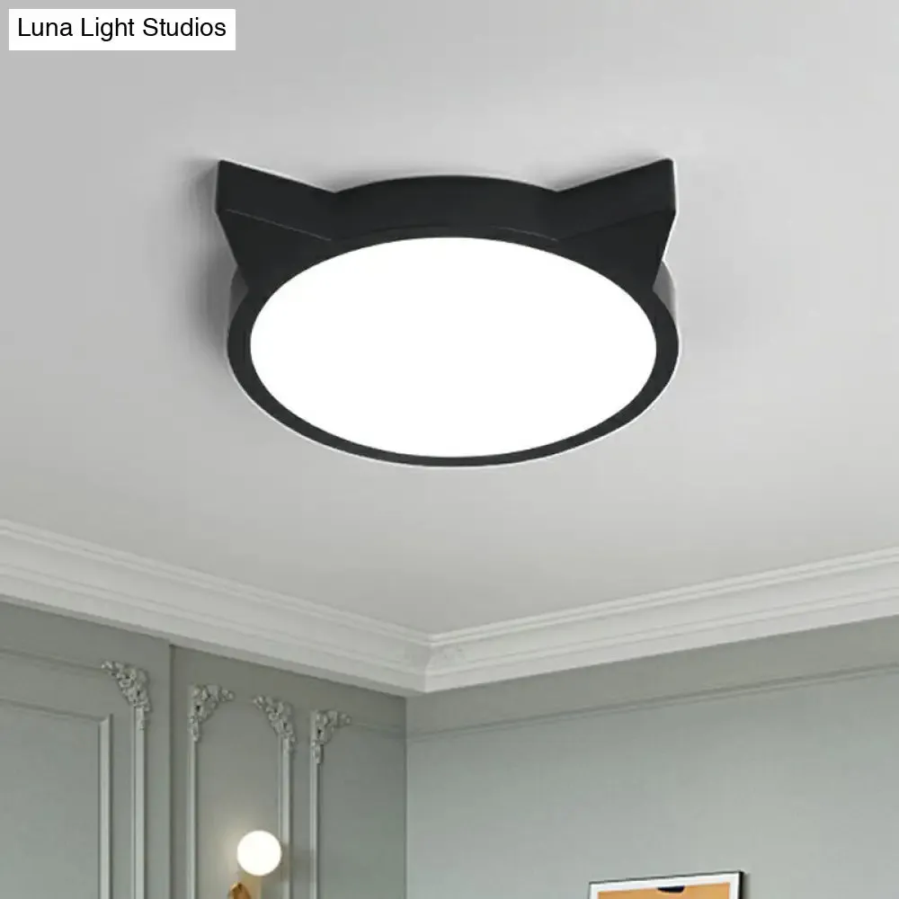 Minimalist Kitty LED Flushmount Ceiling Light for Kids' Bedroom - Acrylic Flush Mount