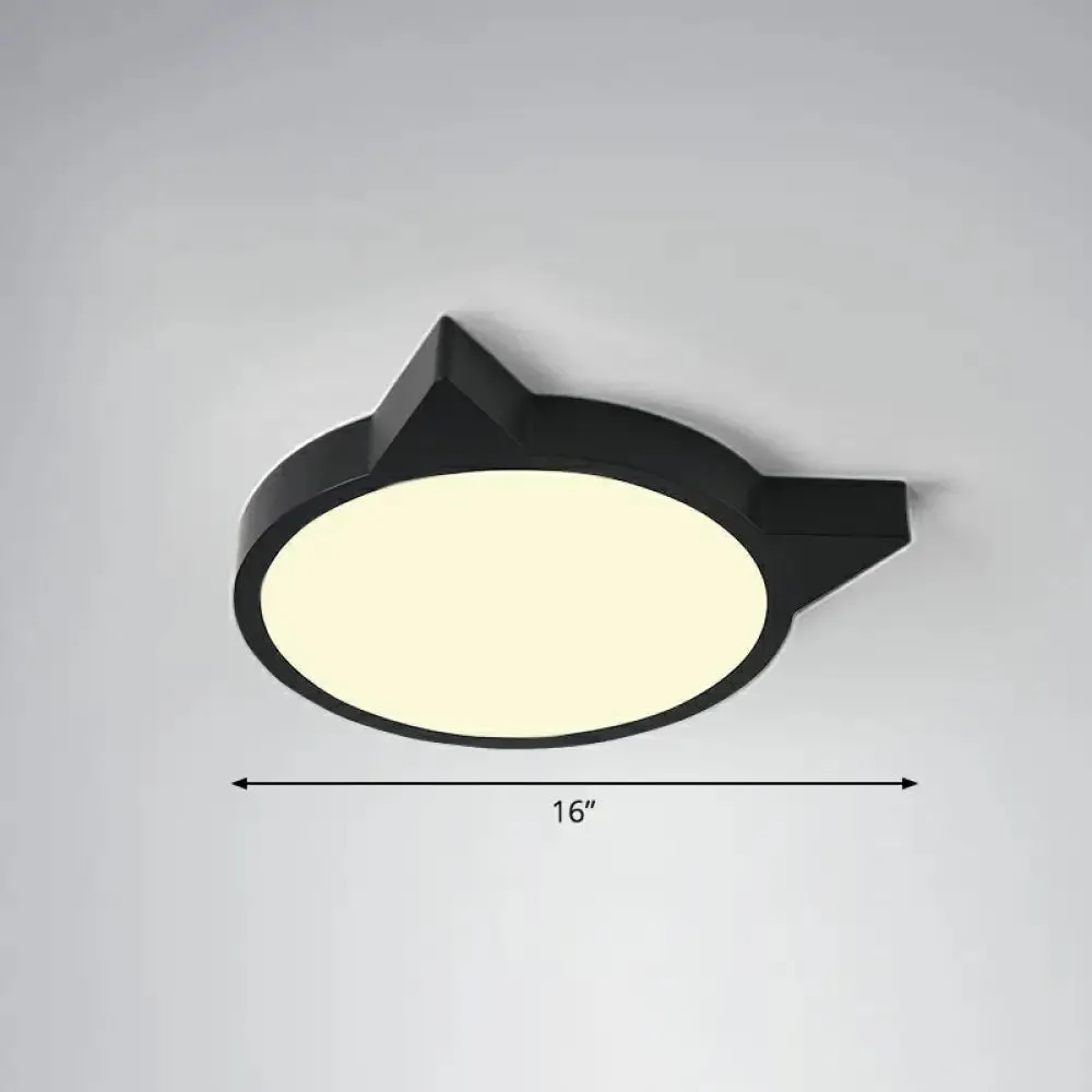 Minimalist Kitty LED Flushmount Ceiling Light for Kids' Bedroom - Acrylic Flush Mount