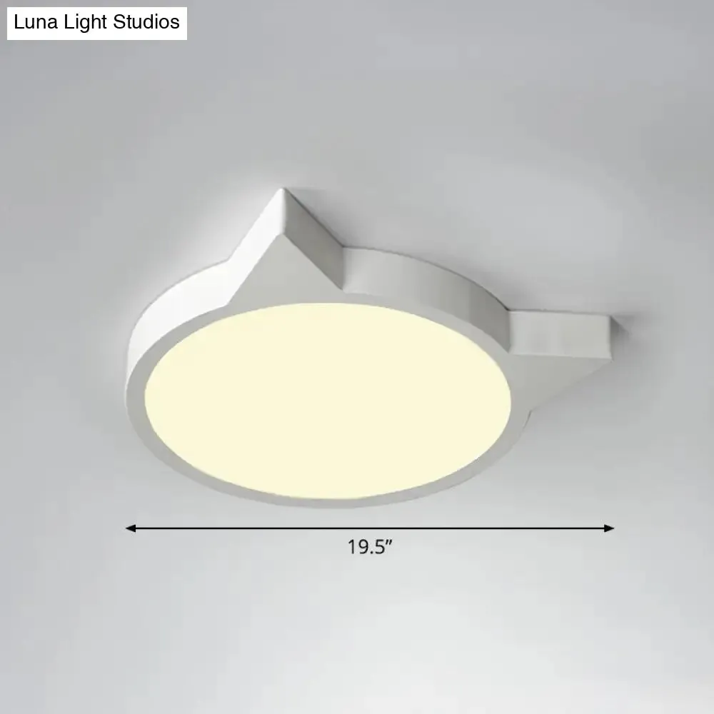 Minimalist Kitty LED Flushmount Ceiling Light for Kids' Bedroom - Acrylic Flush Mount