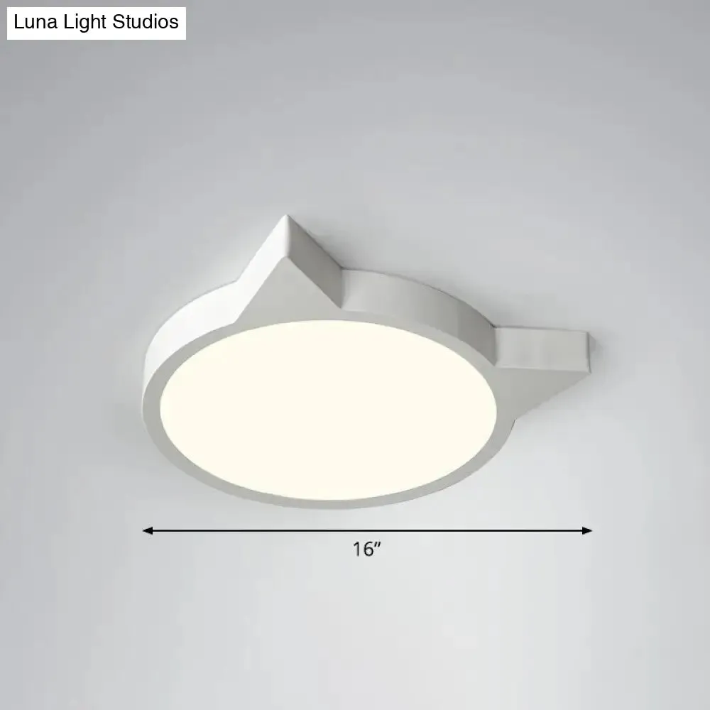 Minimalist Kitty LED Flushmount Ceiling Light for Kids' Bedroom - Acrylic Flush Mount
