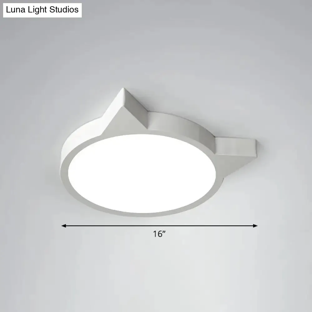 Minimalist Kitty LED Flushmount Ceiling Light for Kids' Bedroom - Acrylic Flush Mount