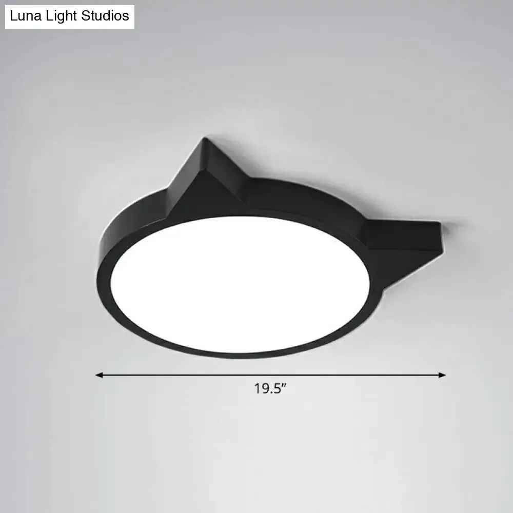 Minimalist Kitty LED Flushmount Ceiling Light for Kids' Bedroom - Acrylic Flush Mount