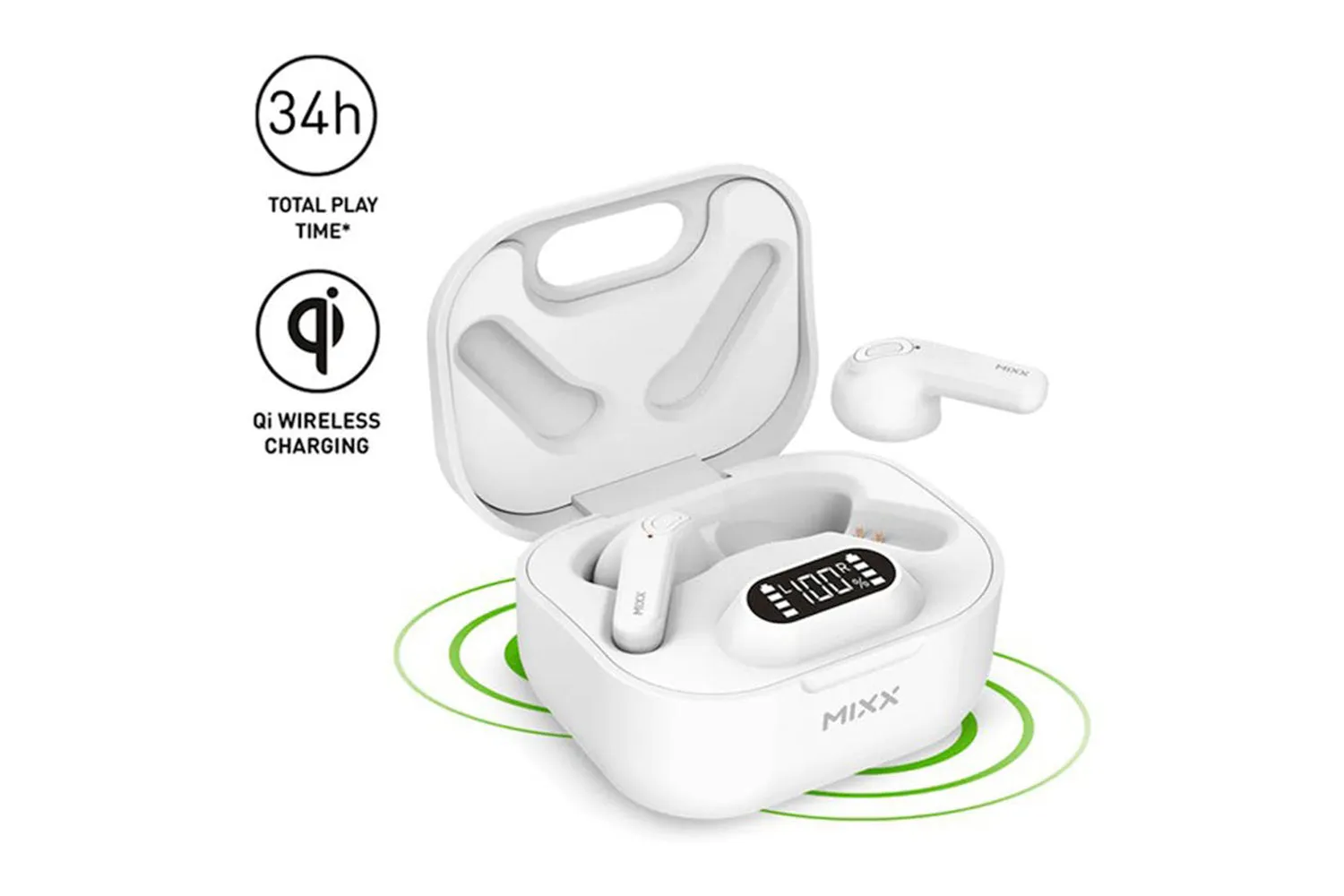 Mixx Streambuds Hybrid Charge 2 Wireless Earbuds | White