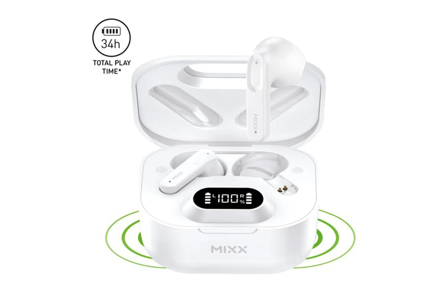 Mixx Streambuds Hybrid Charge 2 Wireless Earbuds | White