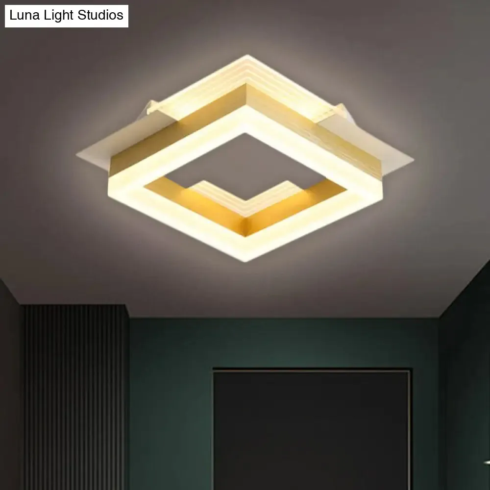 Modern Gold LED Ceiling Lamp for Staircases with Warm/White Light